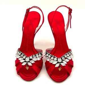 Giuseppe Zanotti Raso Doppiato Fiamma 110 mm Silk Sandal 35